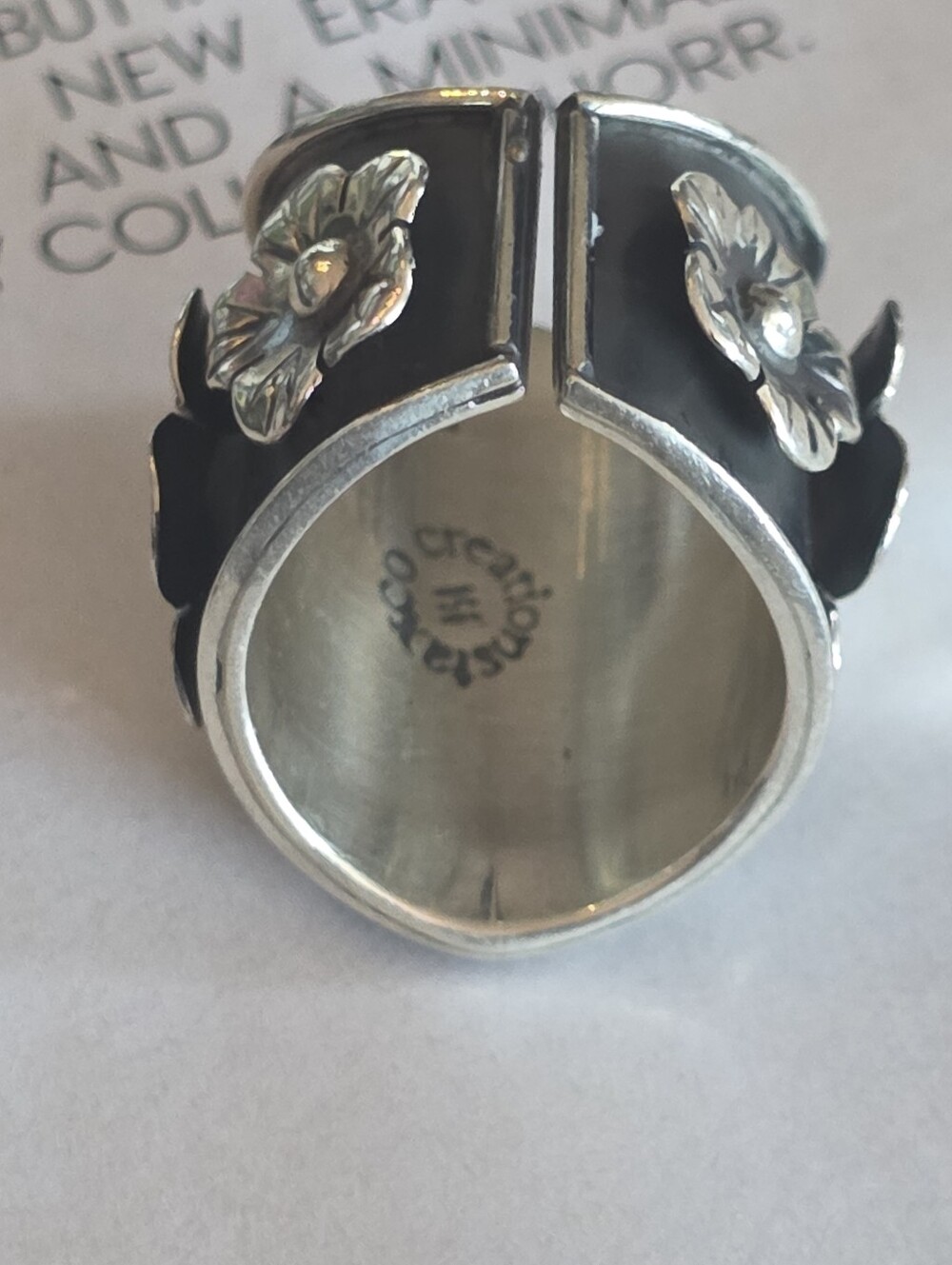 🌼Floral SilverTaxco Made Ring Adjustable Fits Size 6-8 - Picture 13 of 16